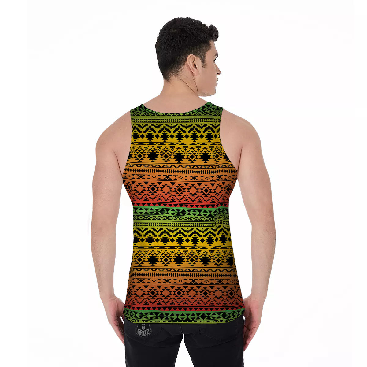 Tribal Rasta Print Pattern Men's Tank Top-grizzshop