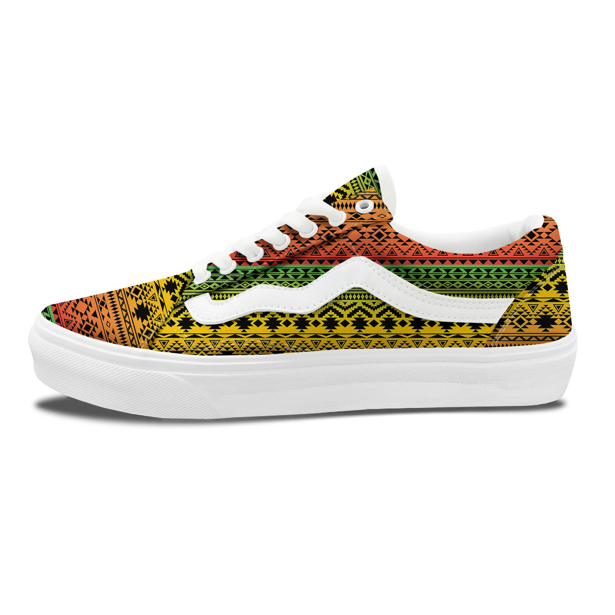 Tribal Rasta Print Pattern Skate Shoes-grizzshop