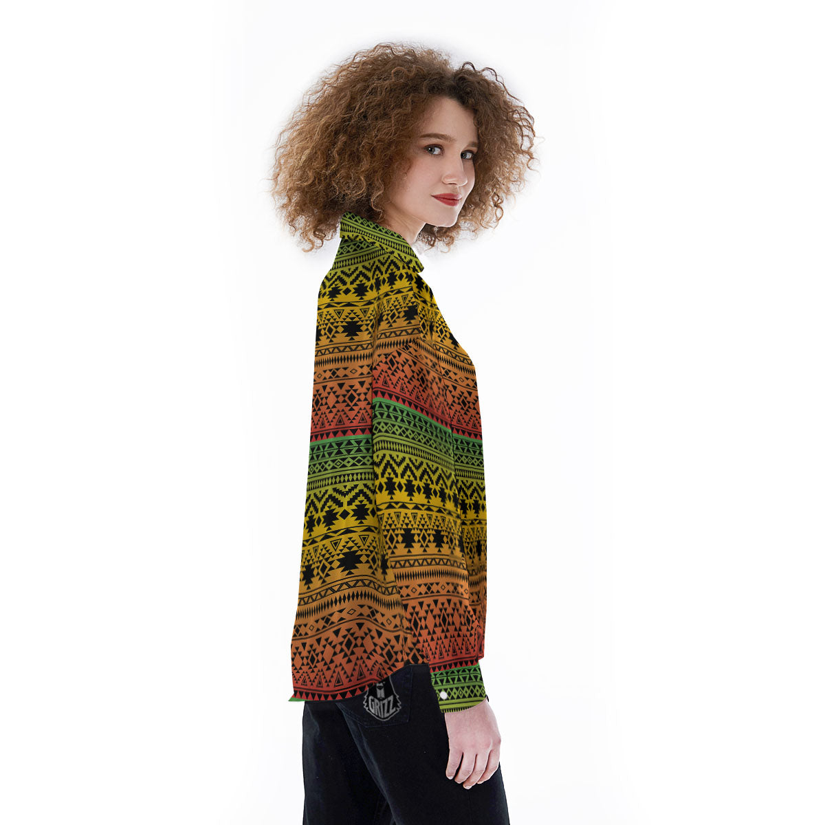 Tribal Rasta Print Pattern Women's Long Sleeve Shirts-grizzshop