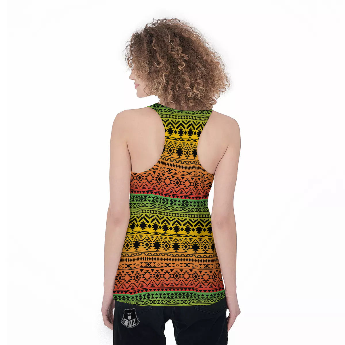 Tribal Rasta Print Pattern Women's Racerback Tank Top-grizzshop