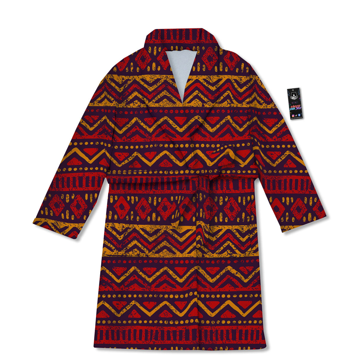 Tribal Red African Print Pattern Bathrobe-grizzshop