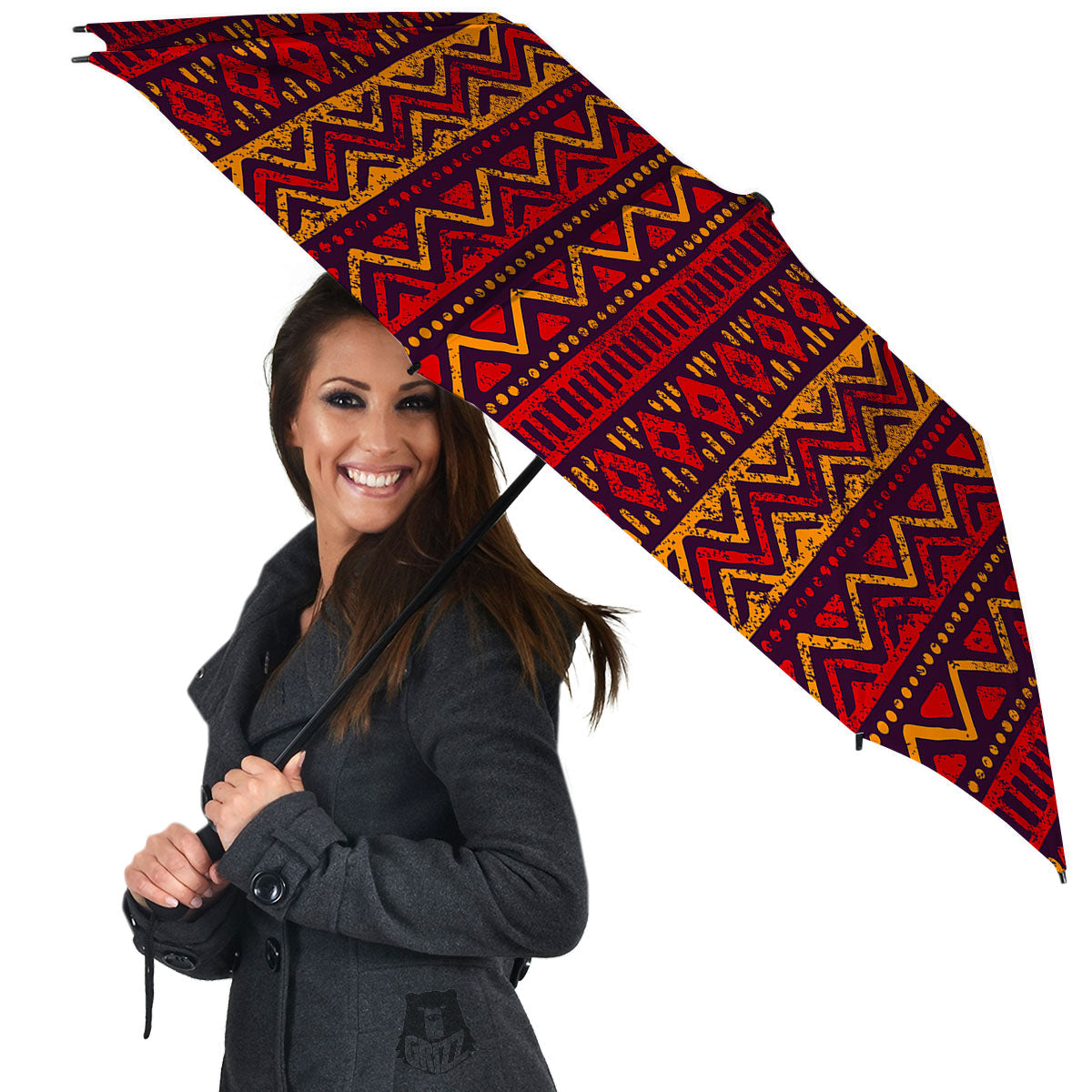 Tribal Red African Print Pattern Umbrella-grizzshop