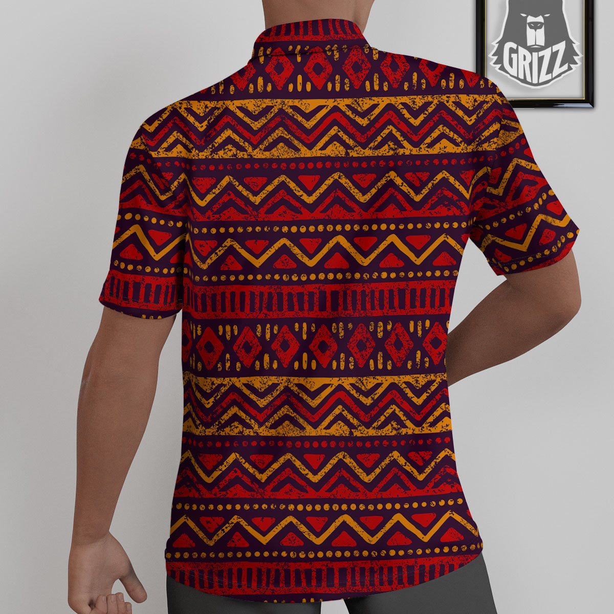 Tribal Red African Print Pattern Untucked Shirts-grizzshop