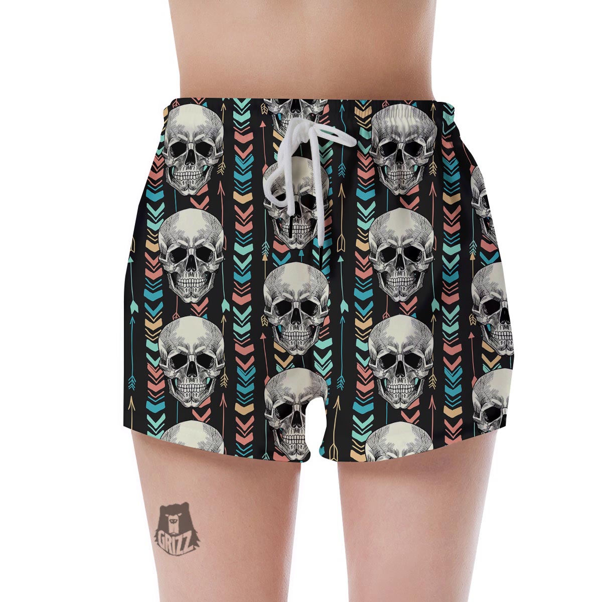 Tribal Skull Women's Shorts-grizzshop