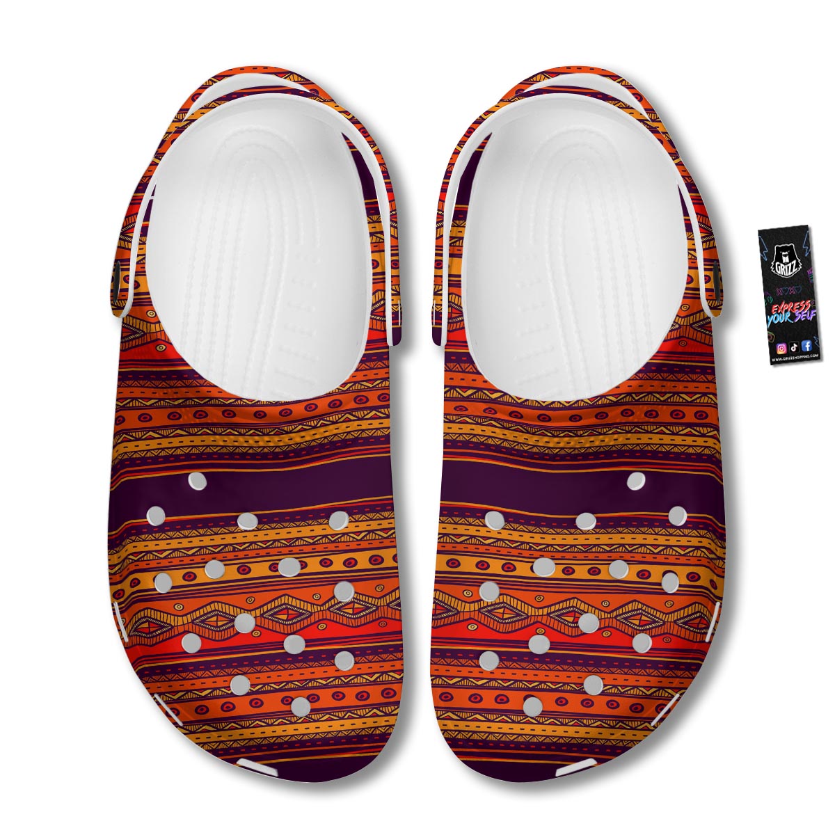 Tribal Sunset African Print Pattern Clog-grizzshop