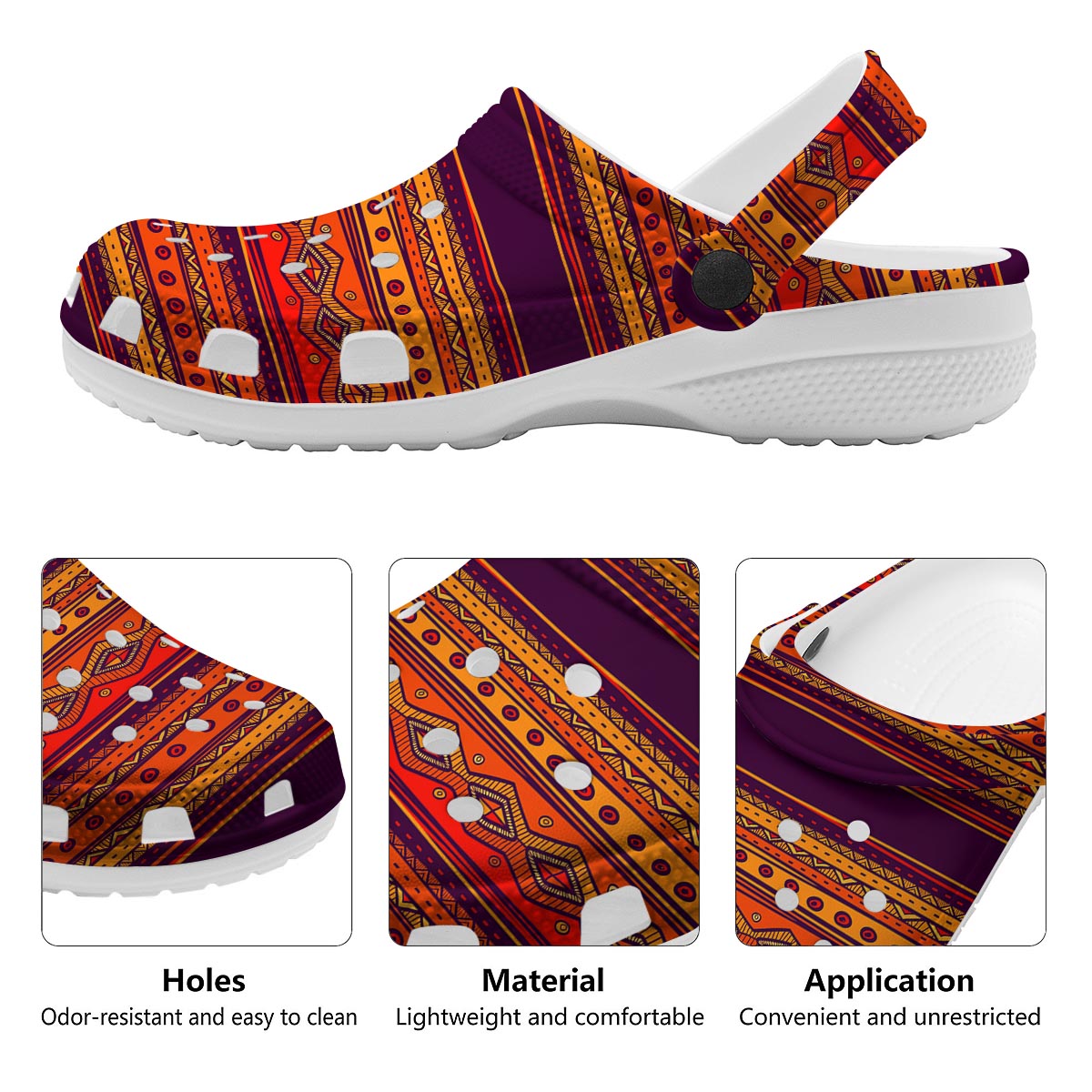 Tribal Sunset African Print Pattern Clog-grizzshop