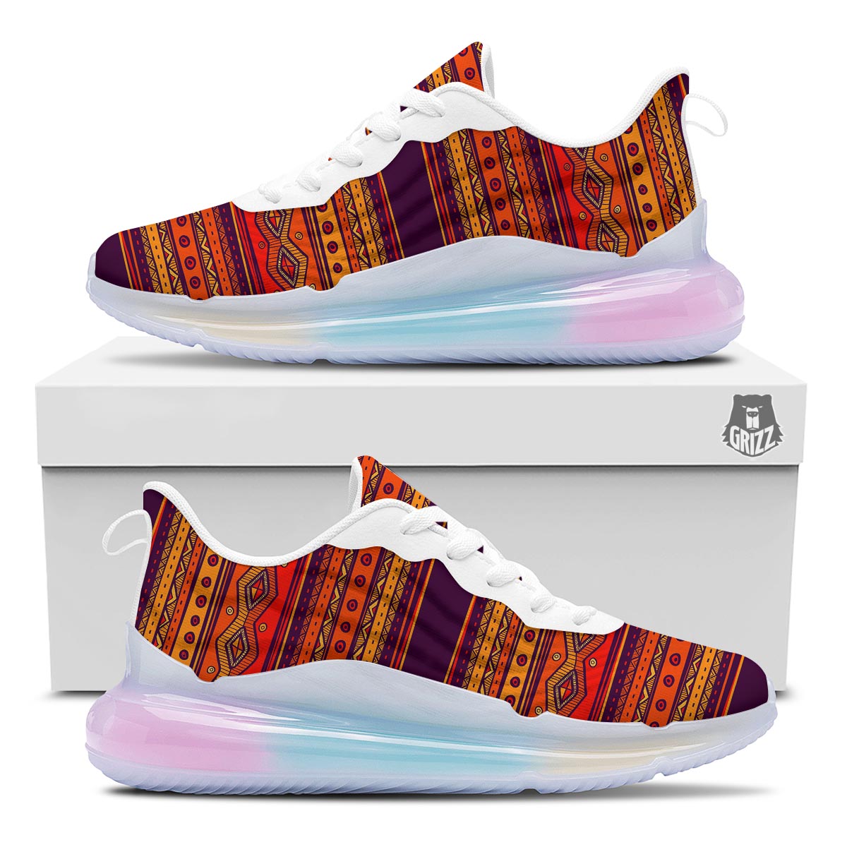 Tribal Sunset African Print Pattern Running Sneakers-grizzshop