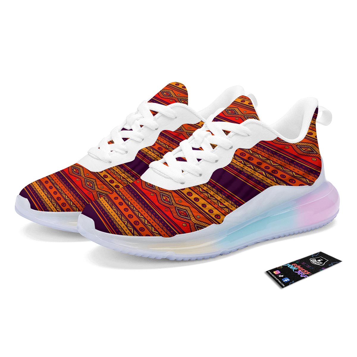 Tribal Sunset African Print Pattern Running Sneakers-grizzshop