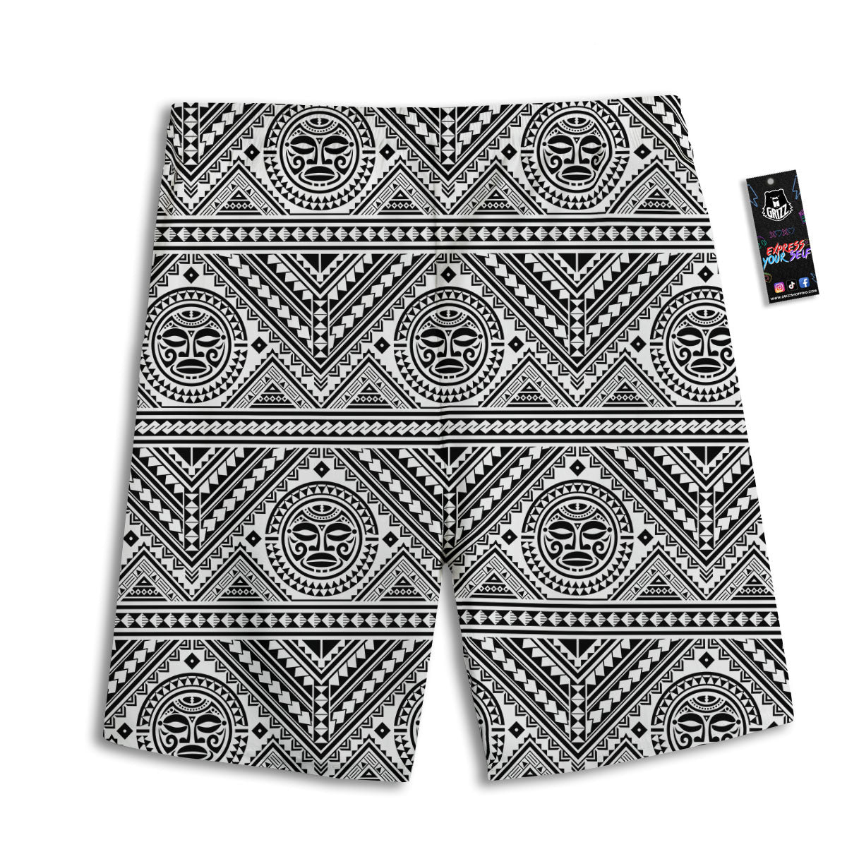 Tribal Tattoo Maori Polynesian Print Men's Athletic Shorts