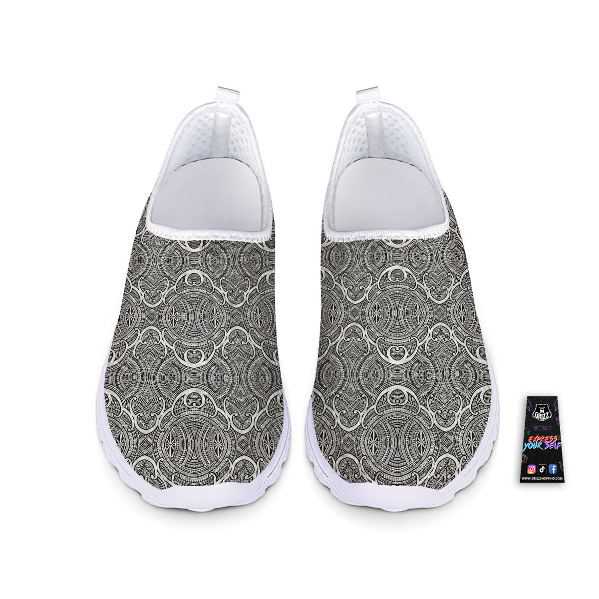 Tribal Tattoo Maori Print Pattern Nurse Shoes-grizzshop