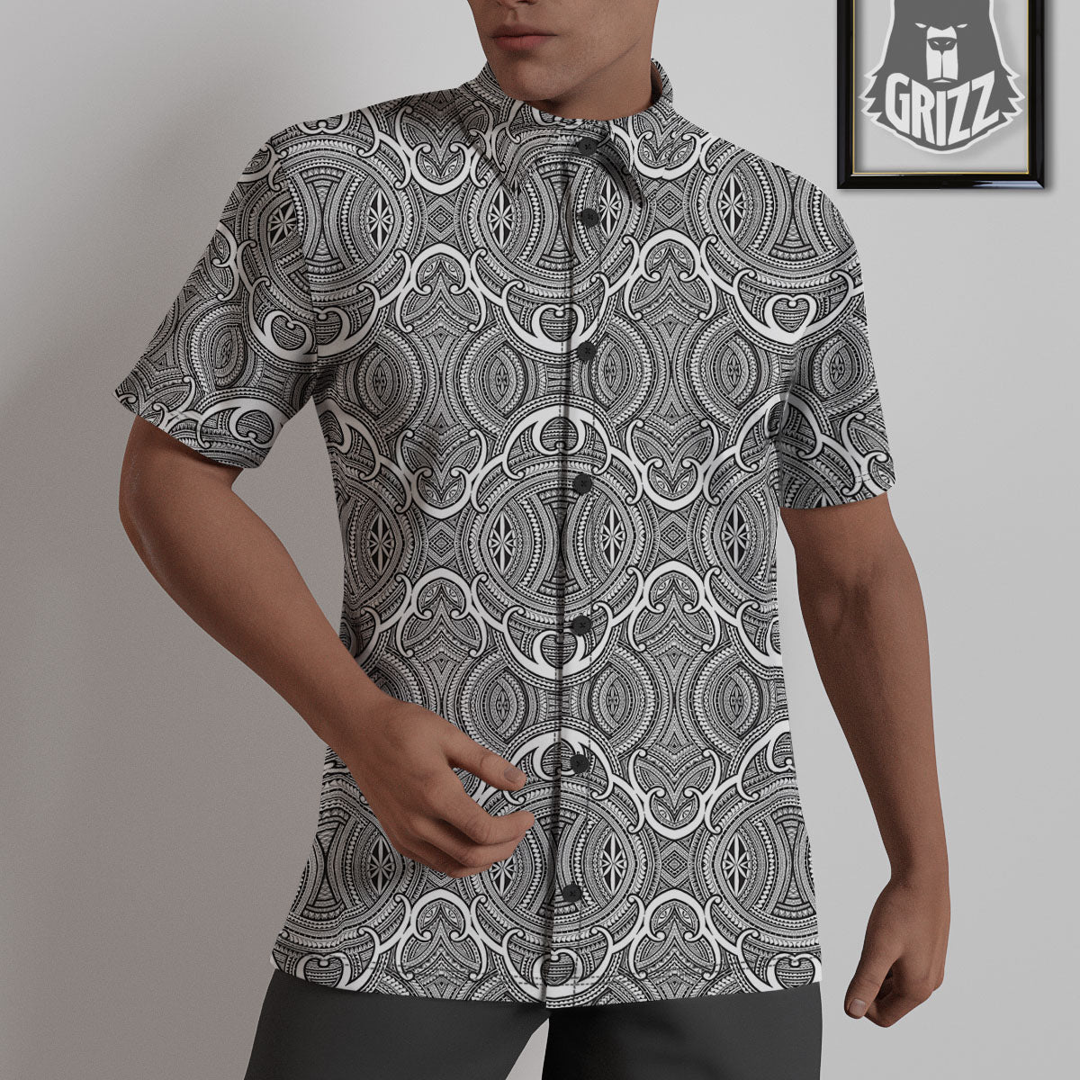 Tribal Tattoo Maori Print Pattern Untucked Shirts-grizzshop