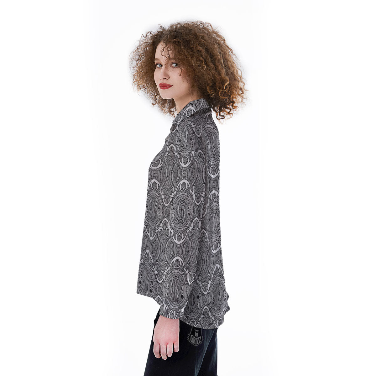 Tribal Tattoo Maori Print Pattern Women's Long Sleeve Shirts-grizzshop