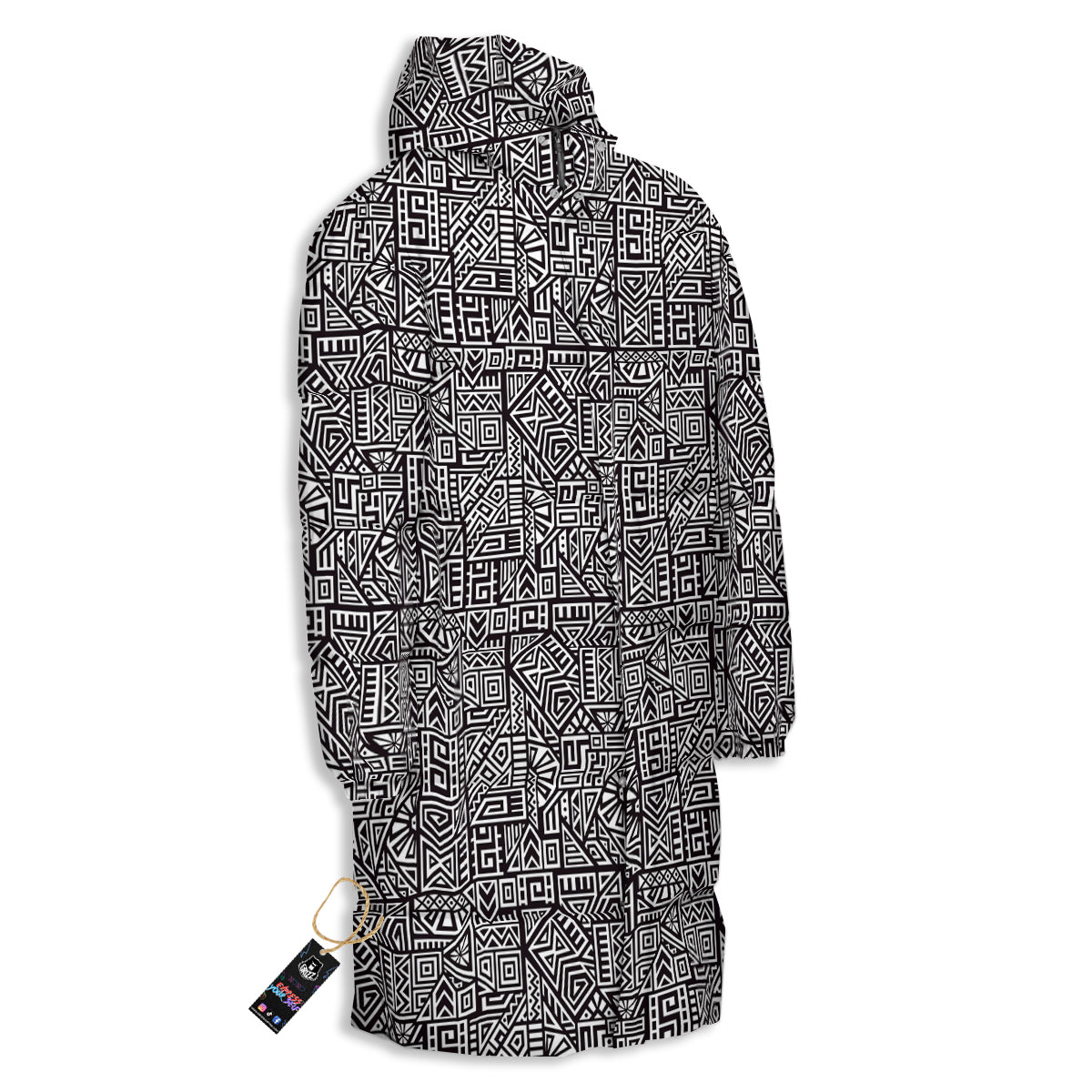 Tribal Ancient Aztec Print Pattern Long Down Jacket