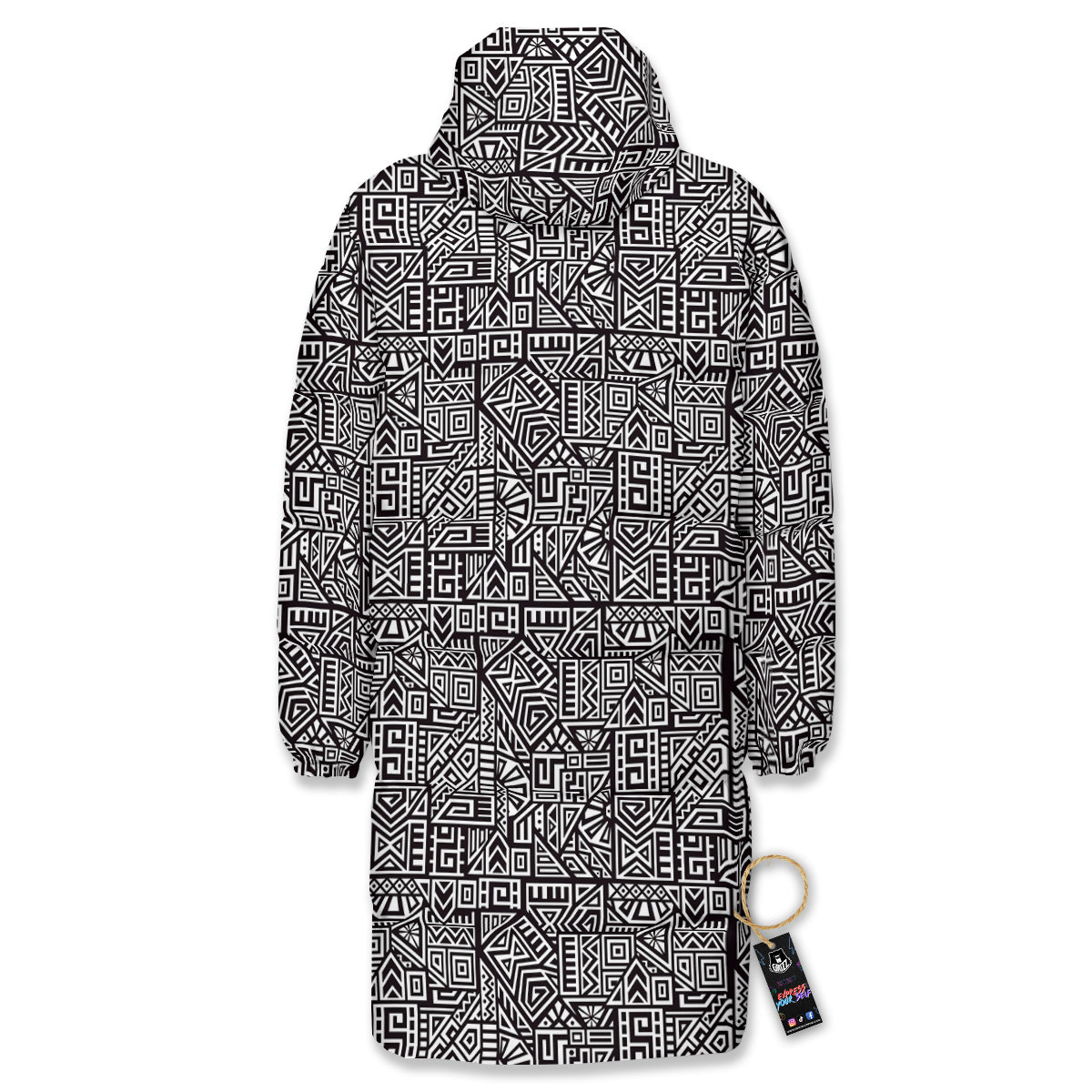 Tribal Ancient Aztec Print Pattern Long Down Jacket
