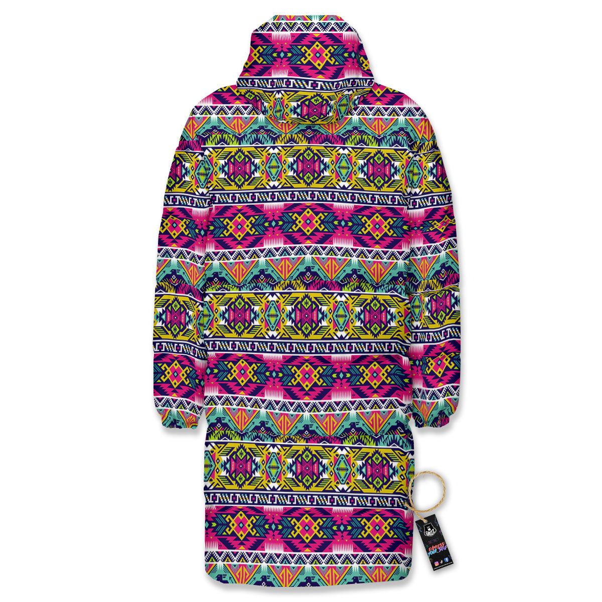 Tribal Aztec Colorful Print Pattern Long Down Jacket