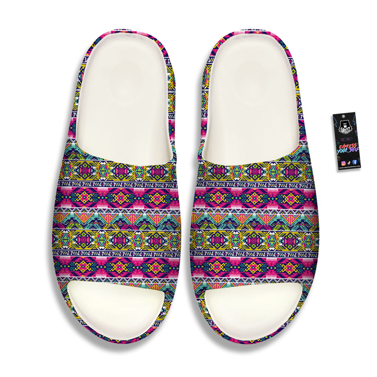 Tribal Aztec Colorful Print Pattern Sandals-grizzshop