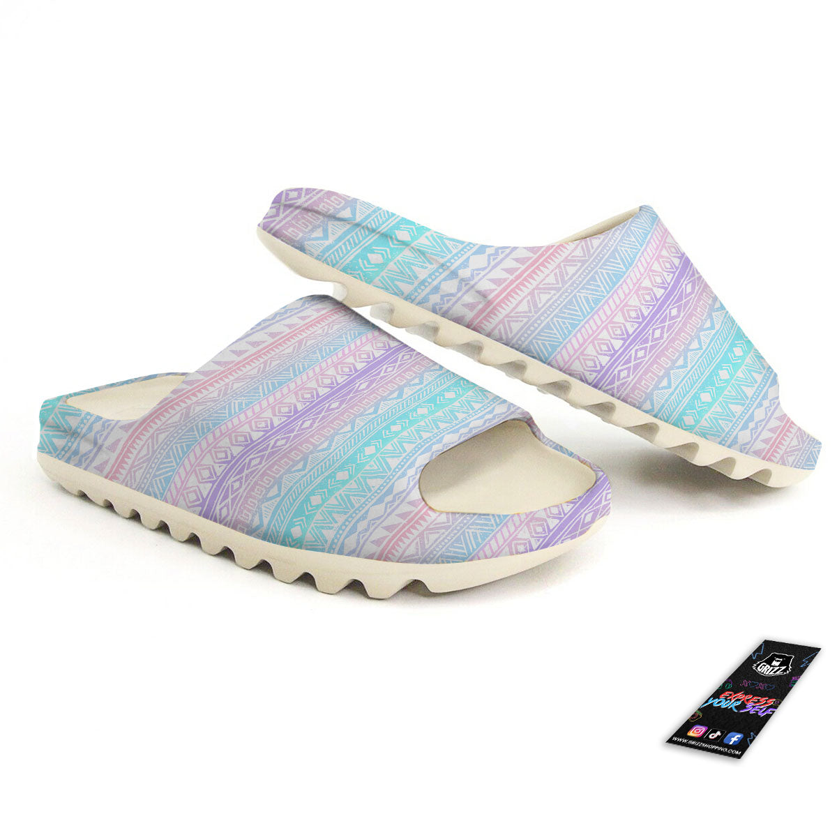 Tribal Aztec Pastel Print Pattern Sandals-grizzshop