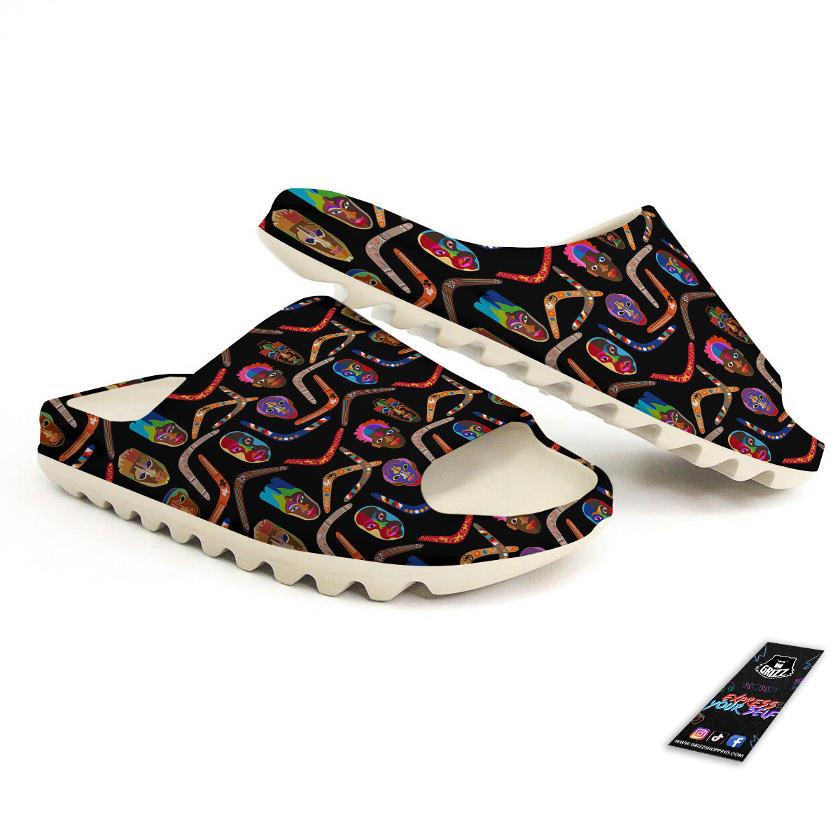 Tribal Boomerangs Print Pattern Sandals-grizzshop