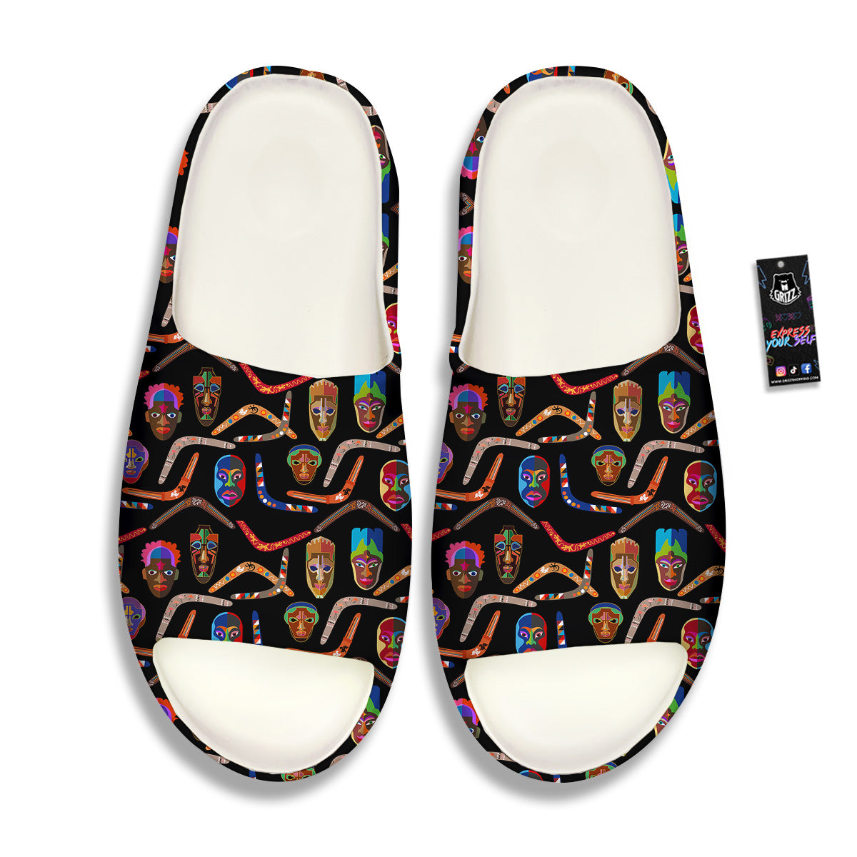 Tribal Boomerangs Print Pattern Sandals-grizzshop