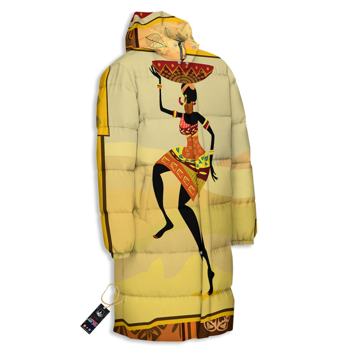 Tribal Inspired African Ethnic Print Long Down Jacket