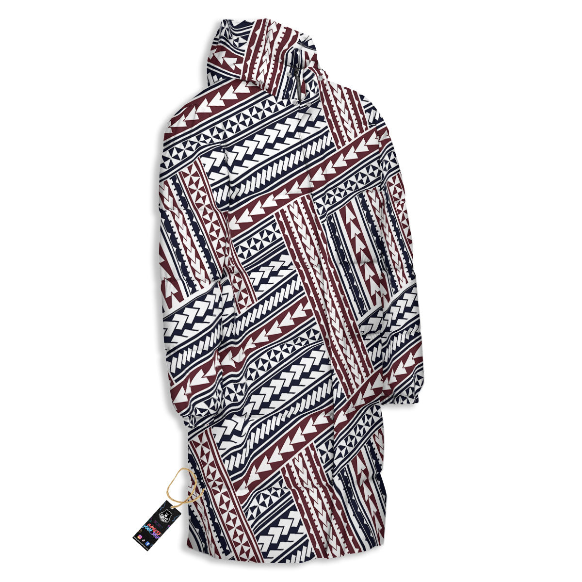 Tribal Maori Print Long Down Jacket