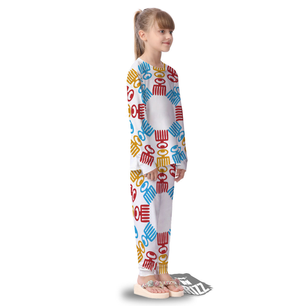 Tribe Symbols Red Adinkra Print Kid's Pajamas-grizzshop