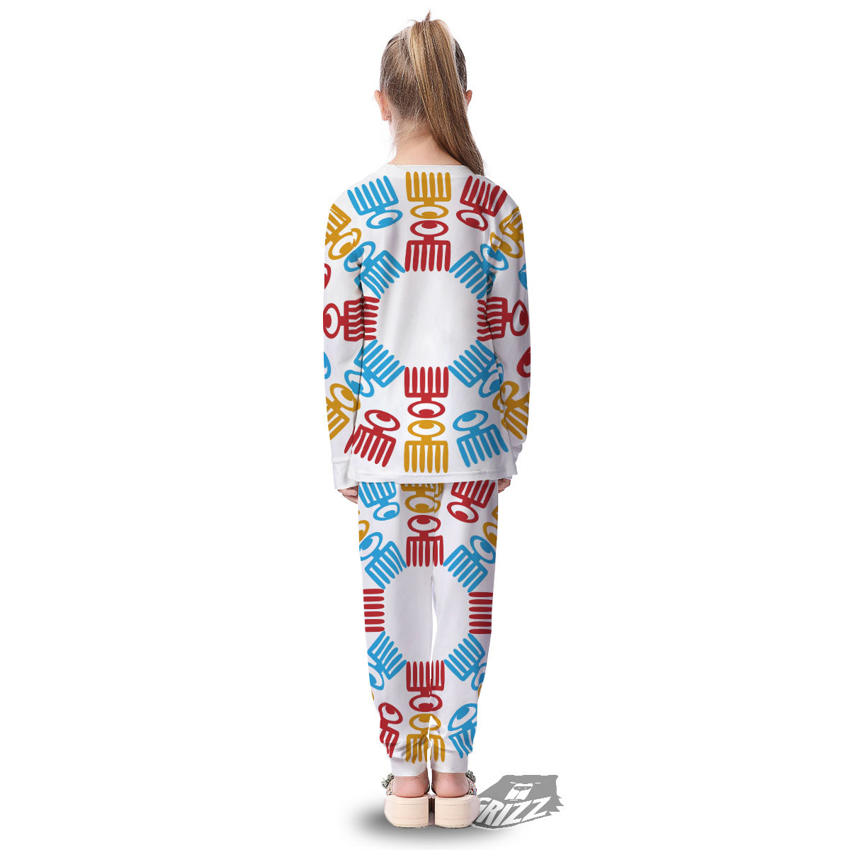 Tribe Symbols Red Adinkra Print Kid's Pajamas-grizzshop