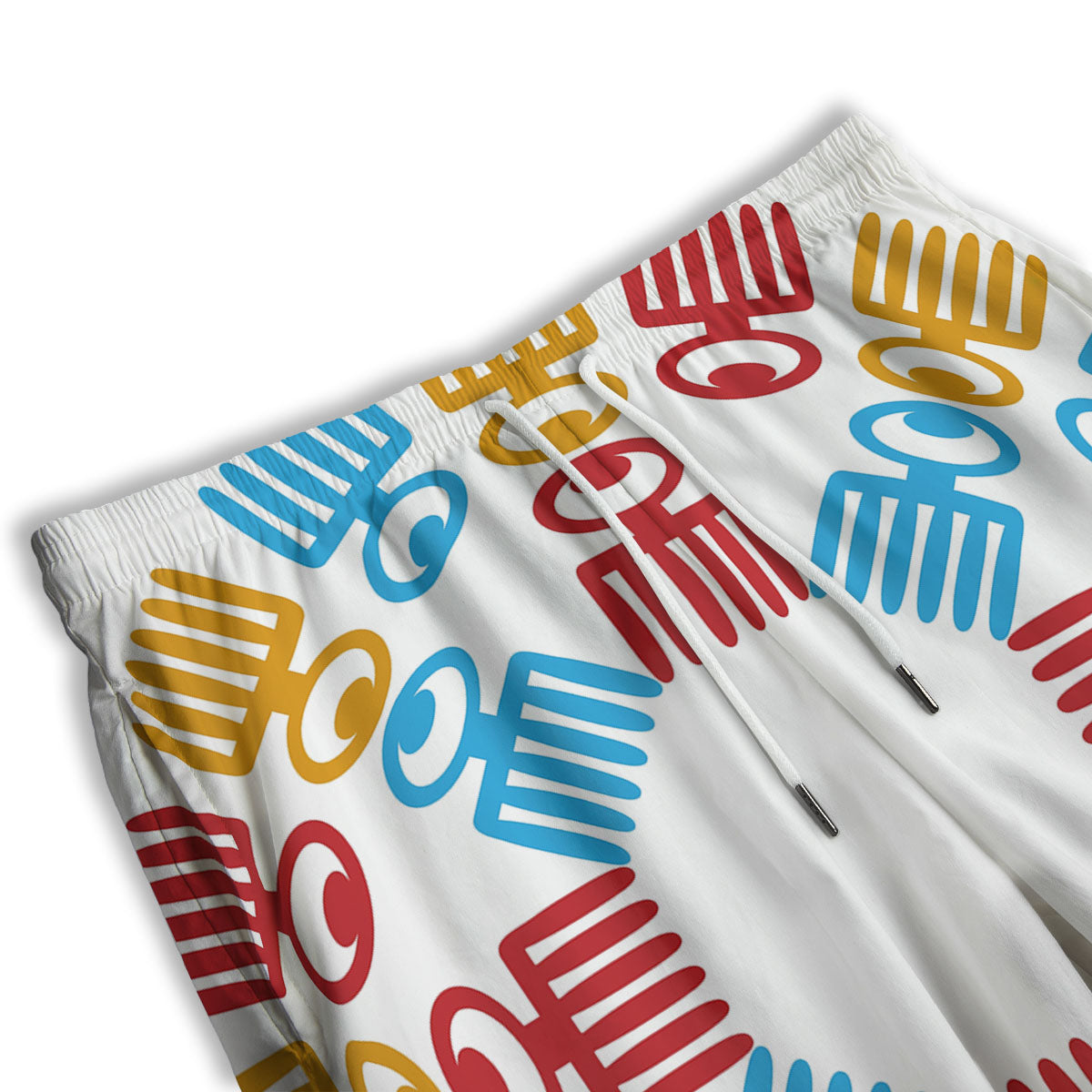 Tribe Symbols Red Adinkra Print Men's Athletic Shorts