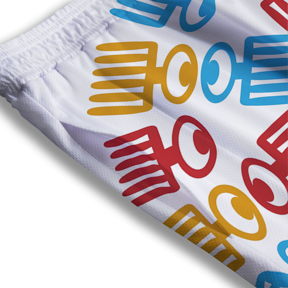 Tribe Symbols Red Adinkra Print Mesh Shorts