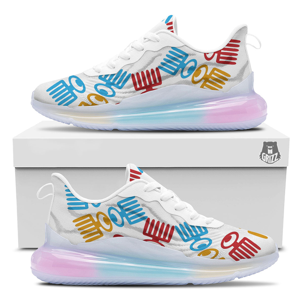 Tribe Symbols Red Adinkra Print Running Sneakers-grizzshop