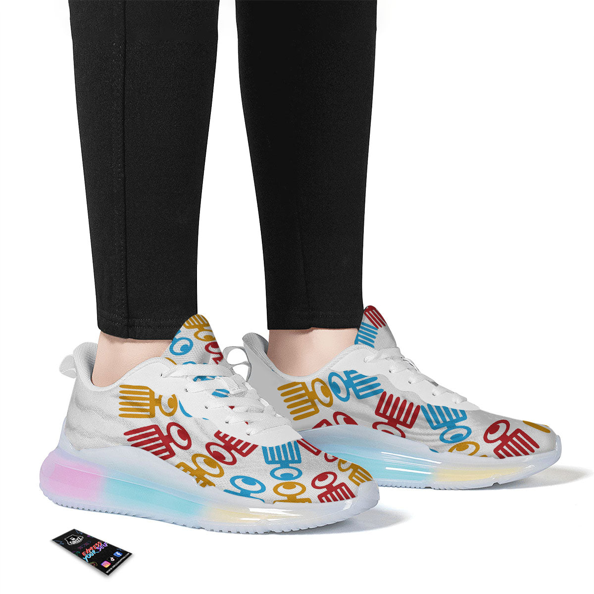 Tribe Symbols Red Adinkra Print Running Sneakers-grizzshop