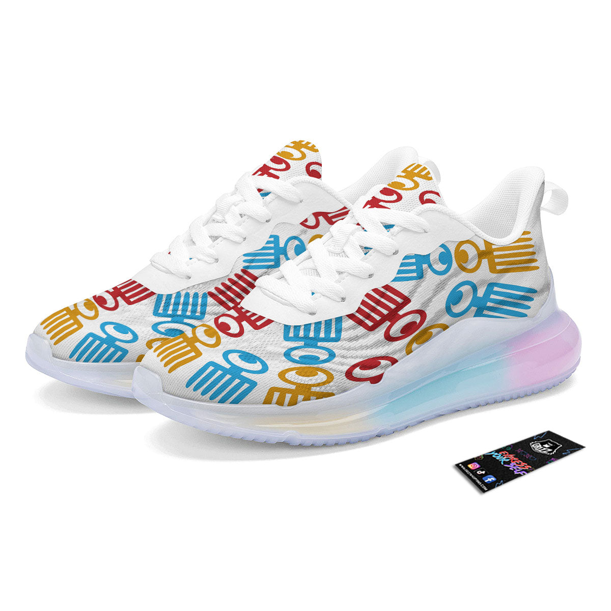 Tribe Symbols Red Adinkra Print Running Sneakers-grizzshop