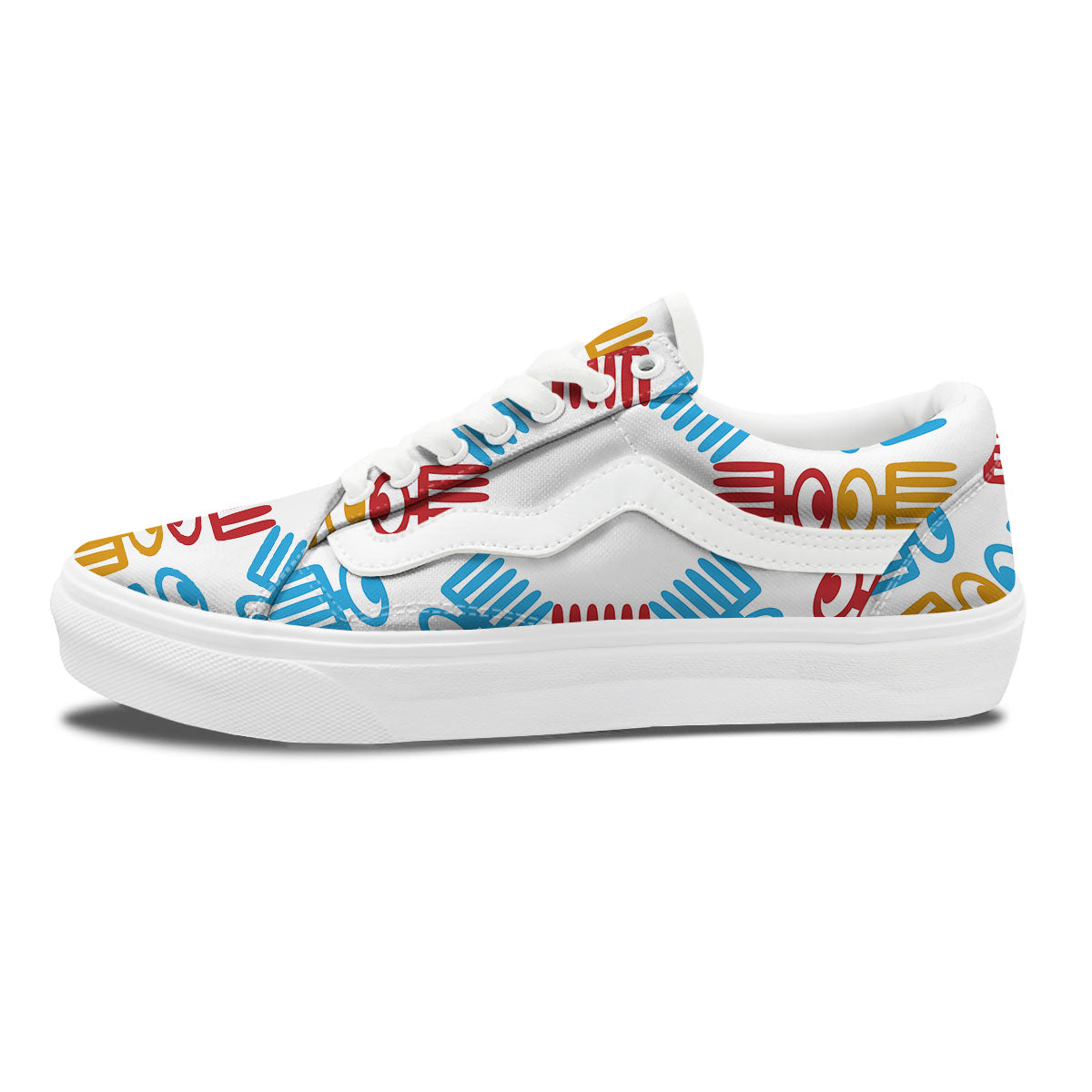 Tribe Symbols Red Adinkra Print Skate Shoes-grizzshop