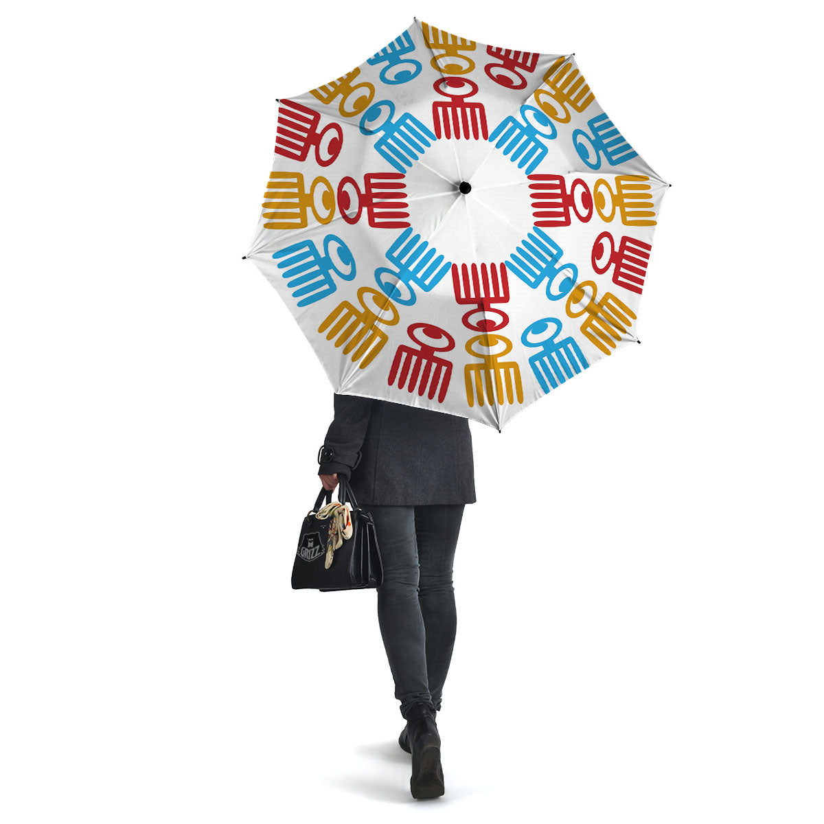 Tribe Symbols Red Adinkra Print Umbrella-grizzshop