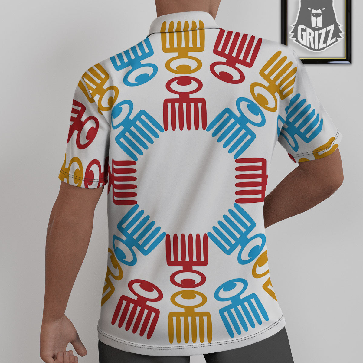 Tribe Symbols Red Adinkra Print Untucked Shirts-grizzshop