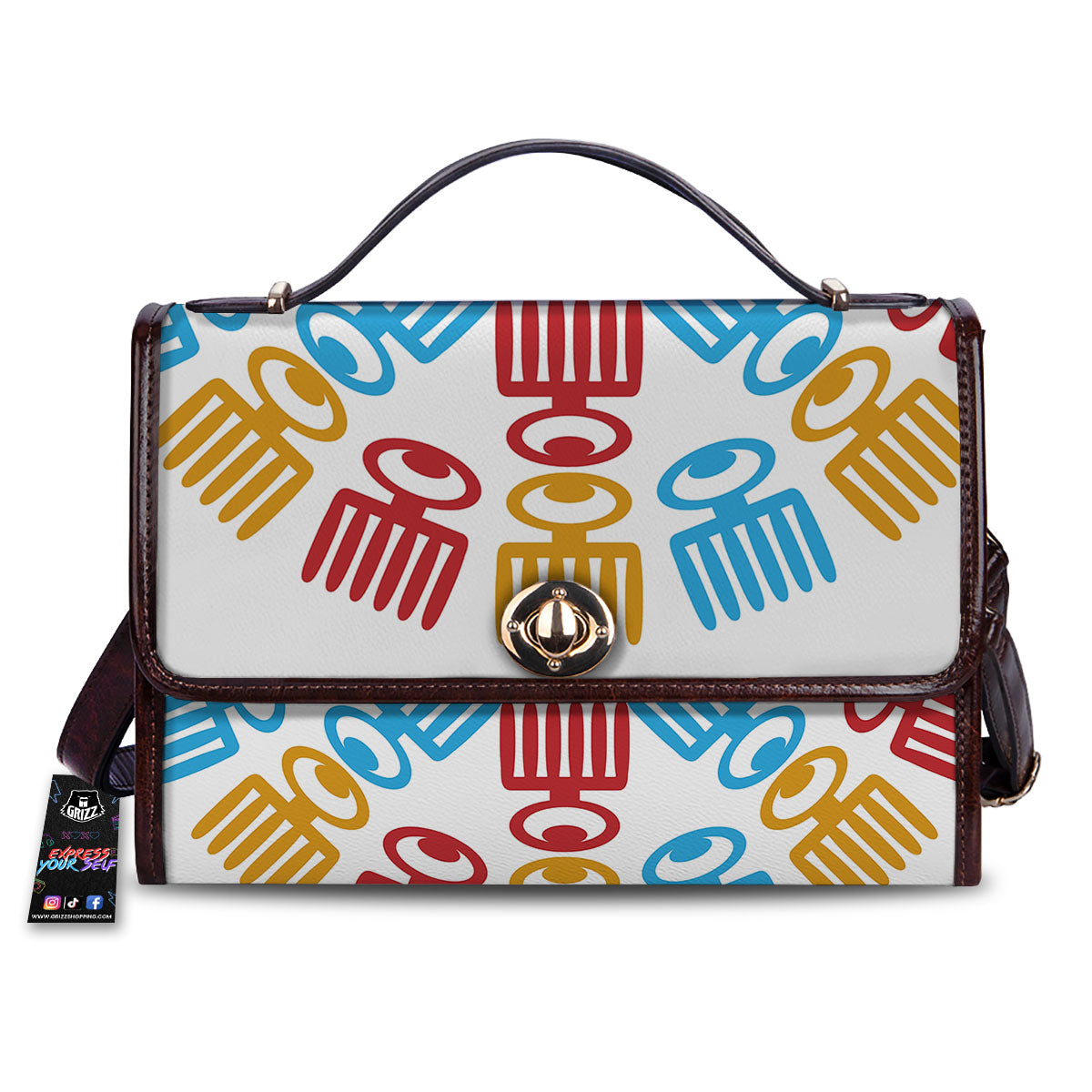 Tribe Symbols Red Adinkra Print Women's Satchel Bag