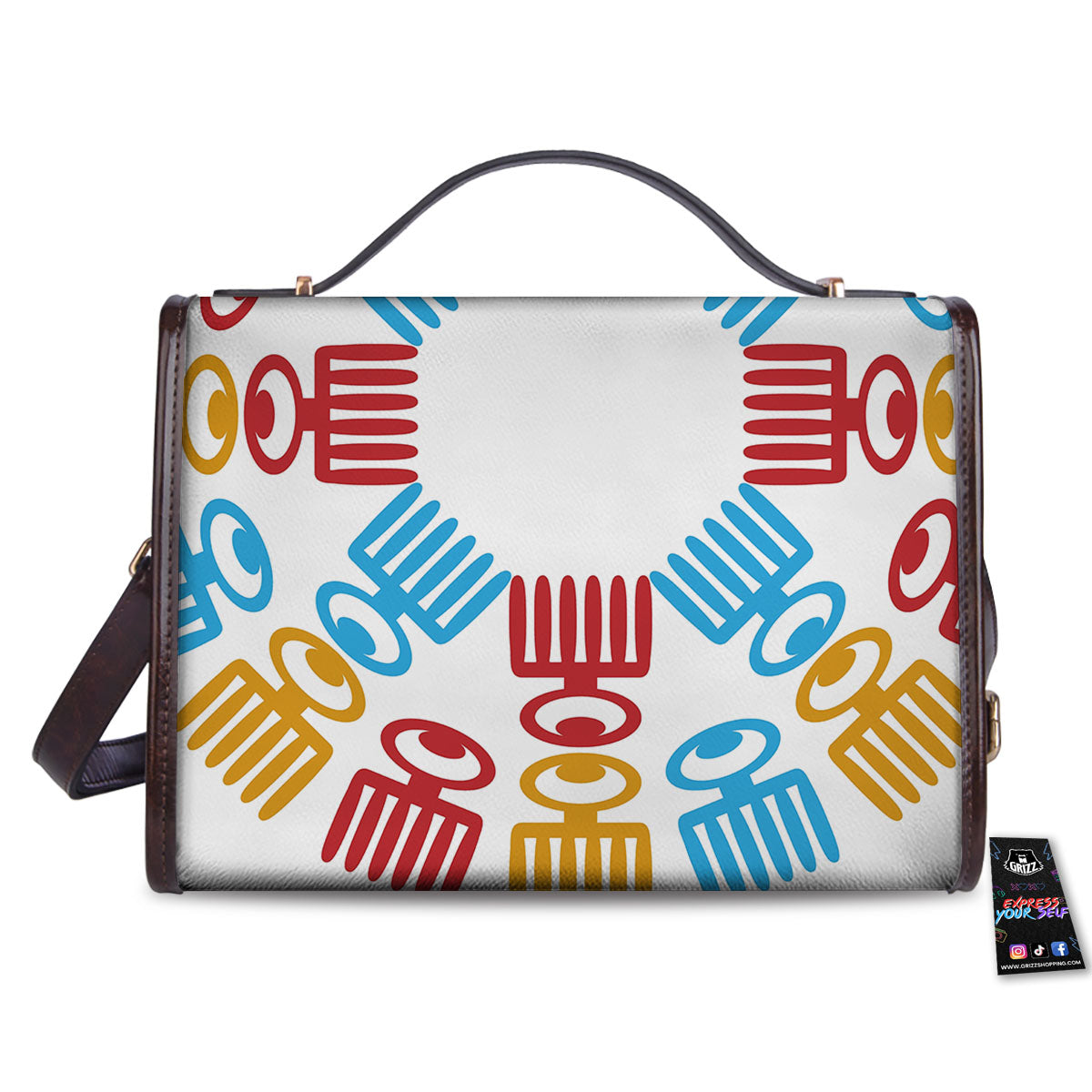 Tribe Symbols Red Adinkra Print Women's Satchel Bag