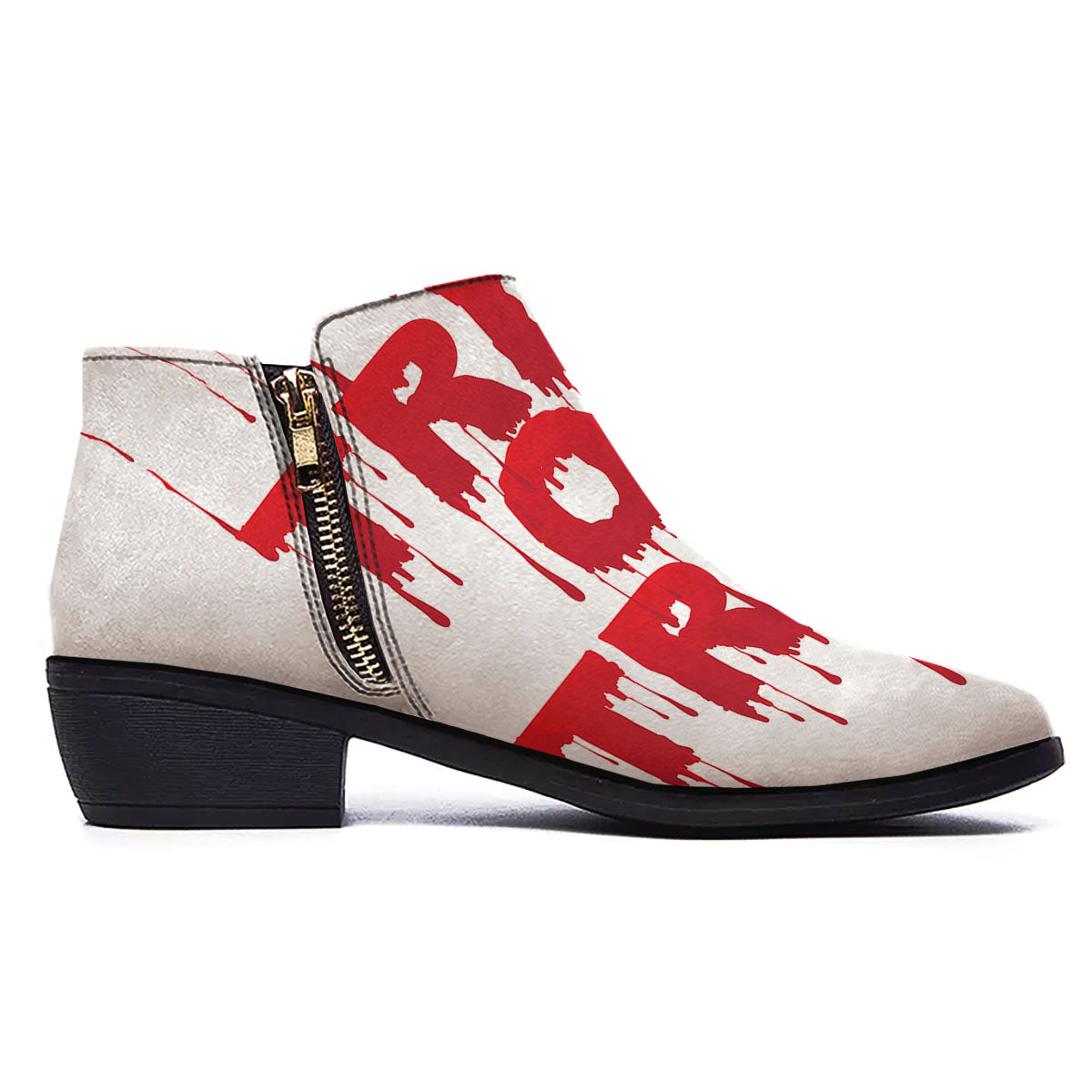 Trick Or Treat Red Blood Halloween Print Ankle Boots-grizzshop