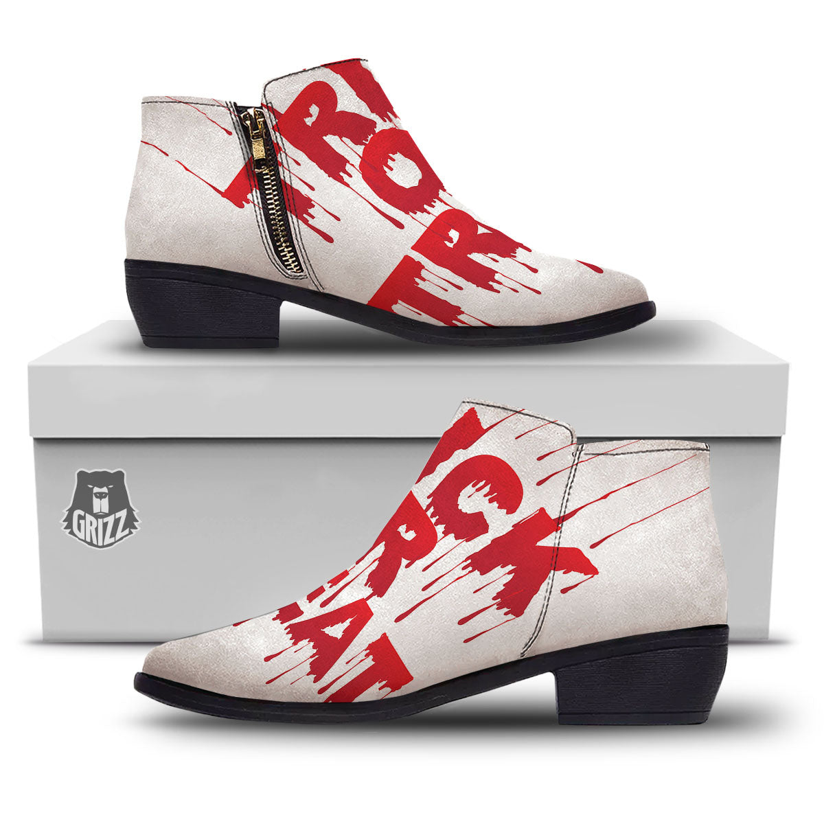 Trick Or Treat Red Blood Halloween Print Ankle Boots-grizzshop