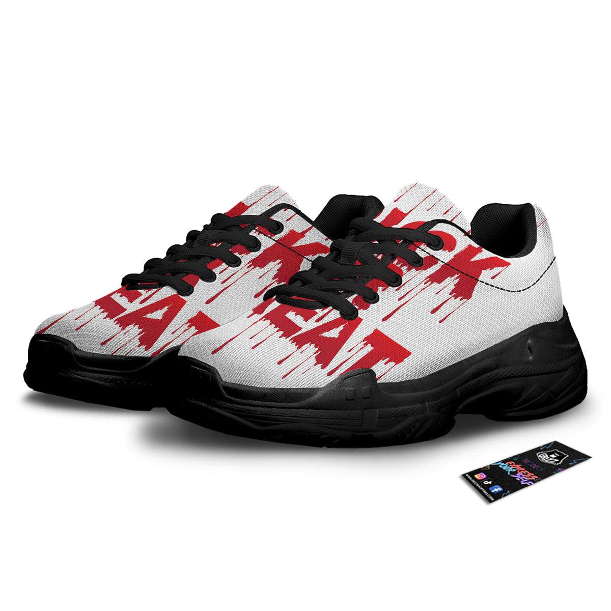 Trick Or Treat Red Blood Halloween Print Black Chunky Shoes-grizzshop