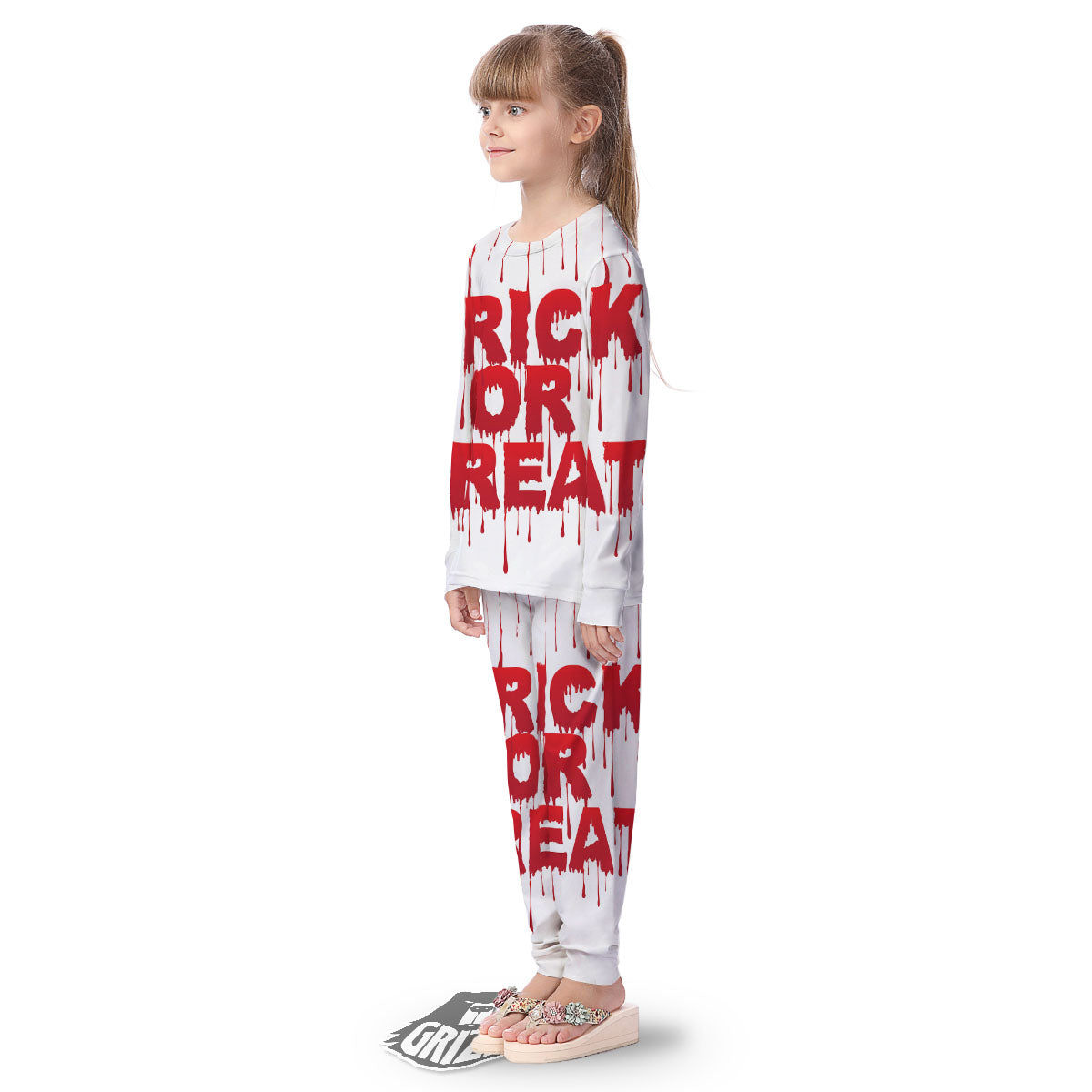 Trick Or Treat Red Blood Halloween Print Kid's Pajamas-grizzshop