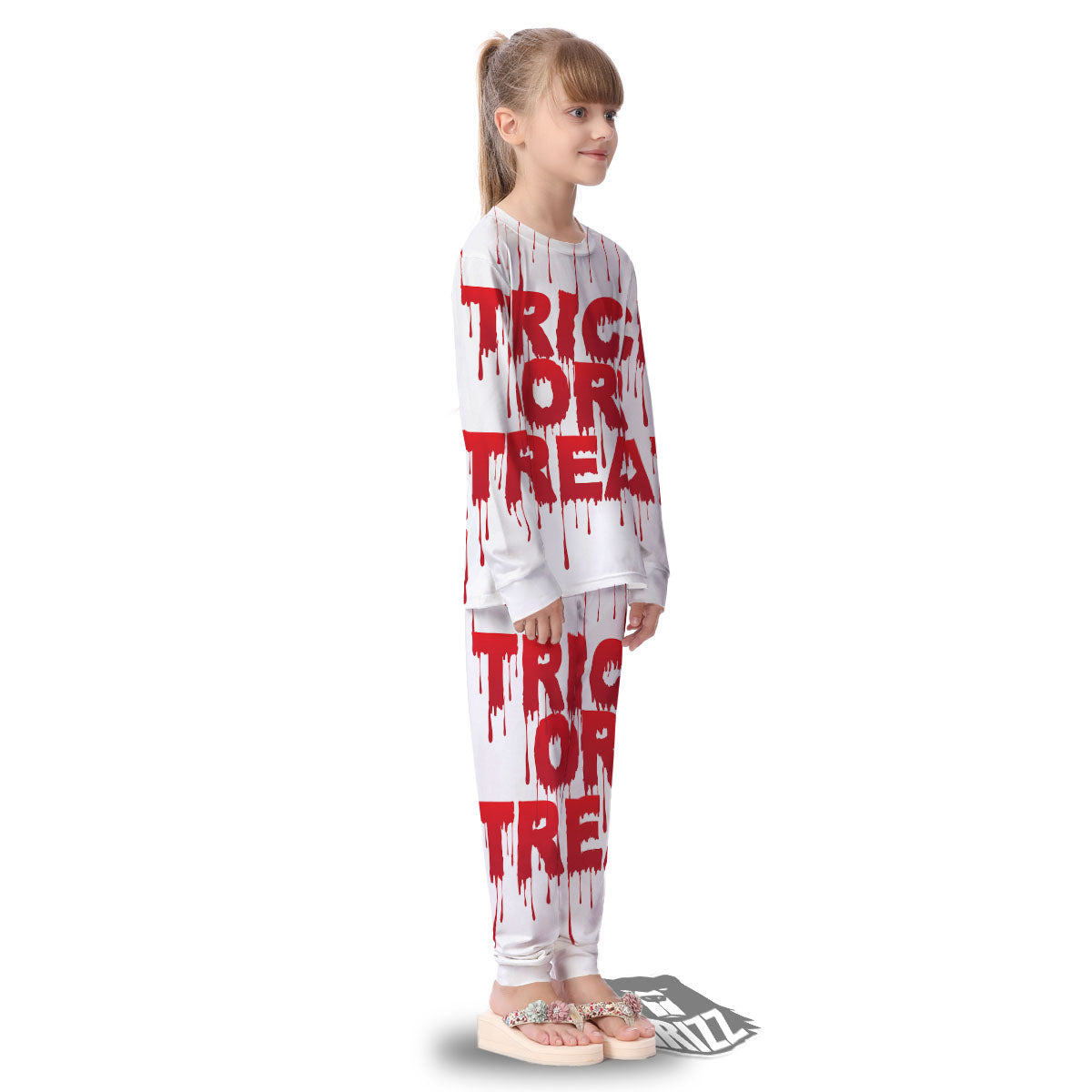 Trick Or Treat Red Blood Halloween Print Kid's Pajamas-grizzshop
