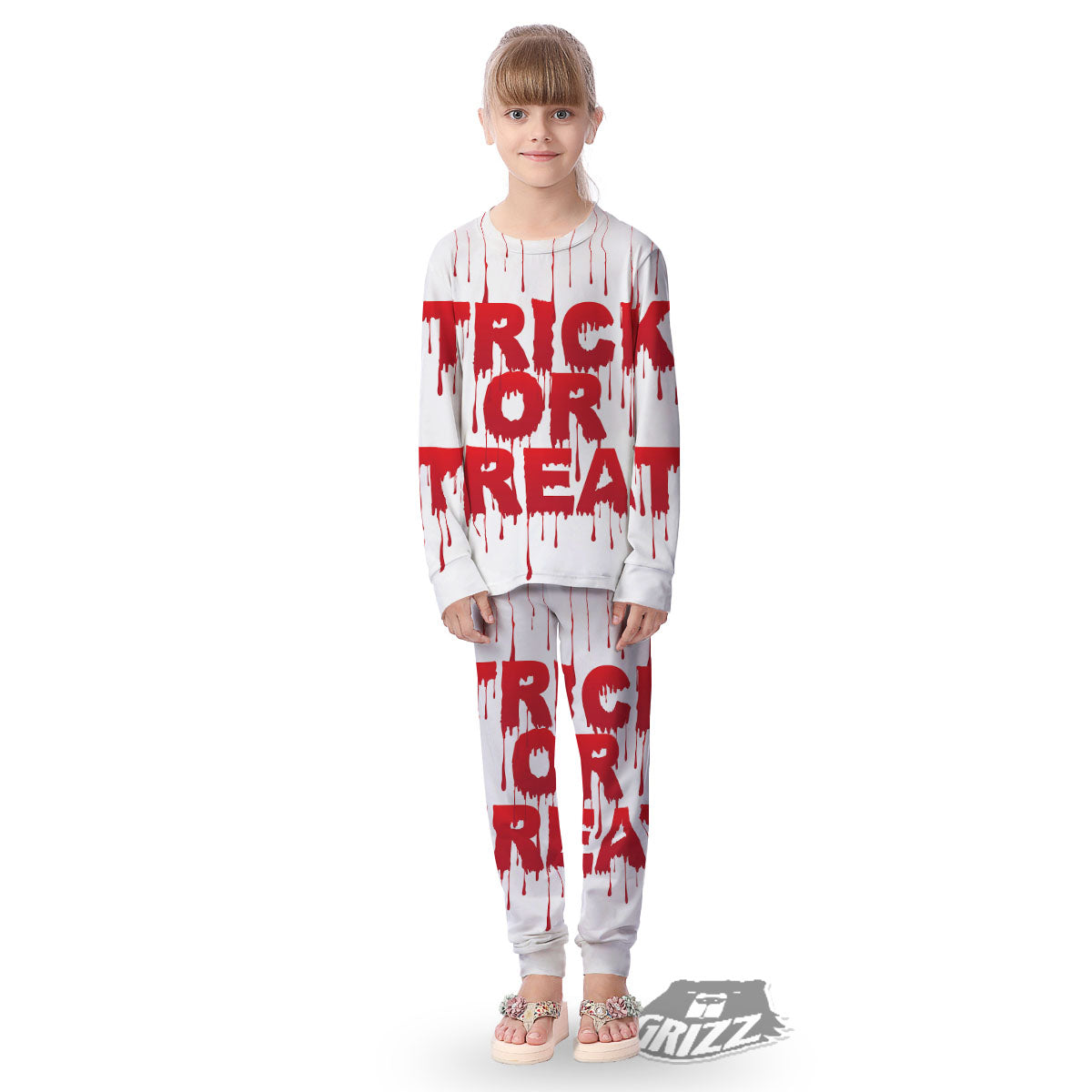 Trick Or Treat Red Blood Halloween Print Kid's Pajamas-grizzshop