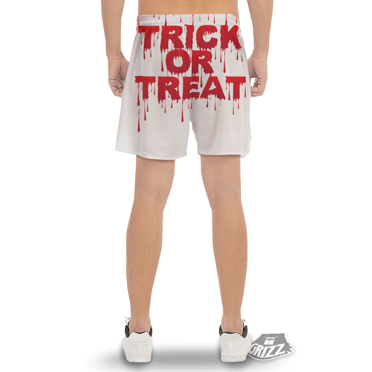 Trick Or Treat Red Blood Halloween Print Men's Gym Shorts-grizzshop