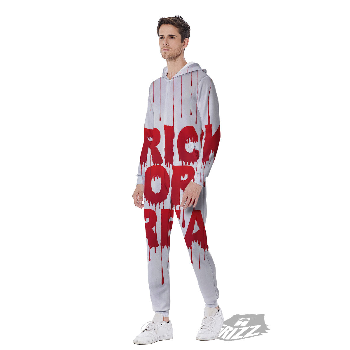 Trick Or Treat Red Blood Halloween Print Men's Jumpsuit-grizzshop