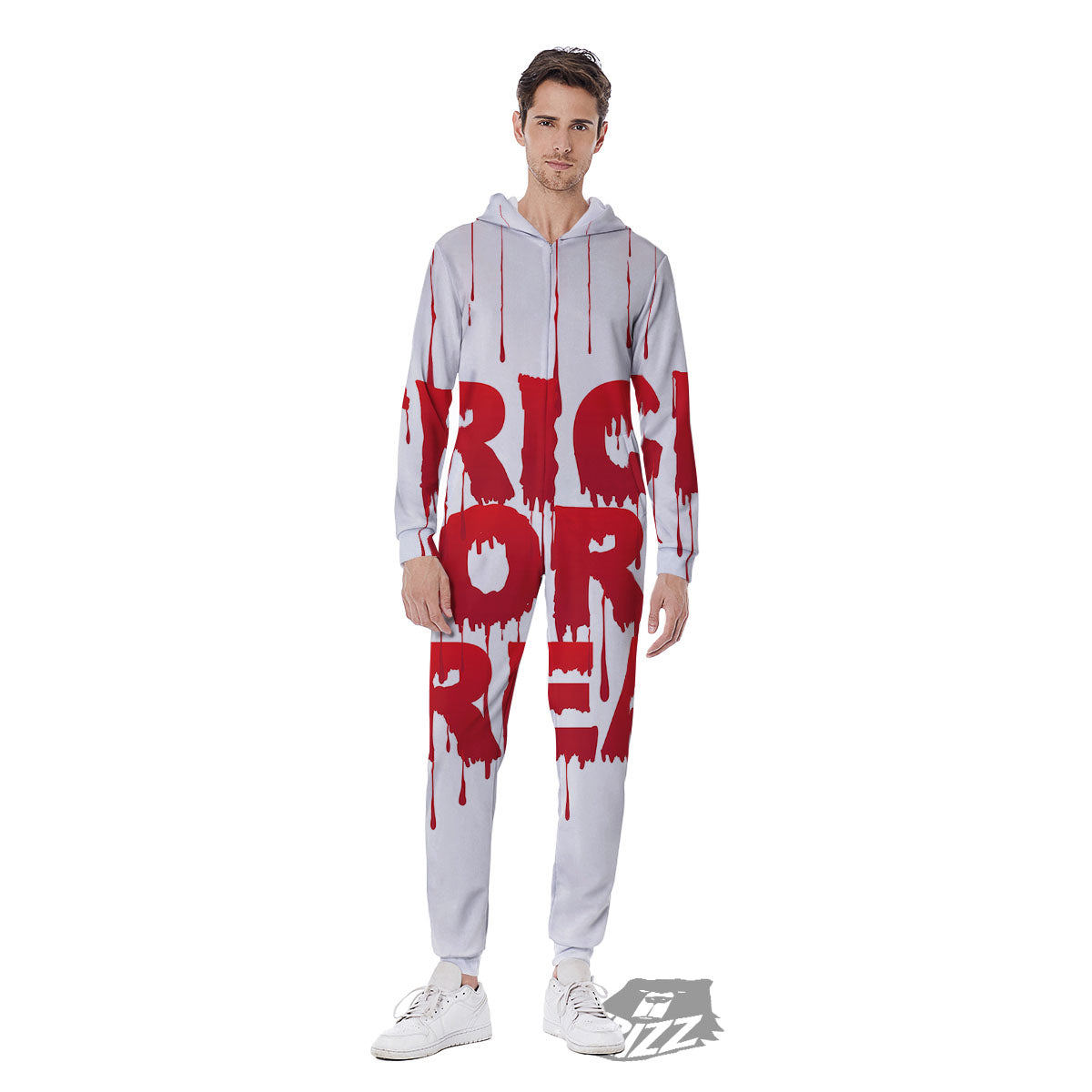 Trick Or Treat Red Blood Halloween Print Men's Jumpsuit-grizzshop