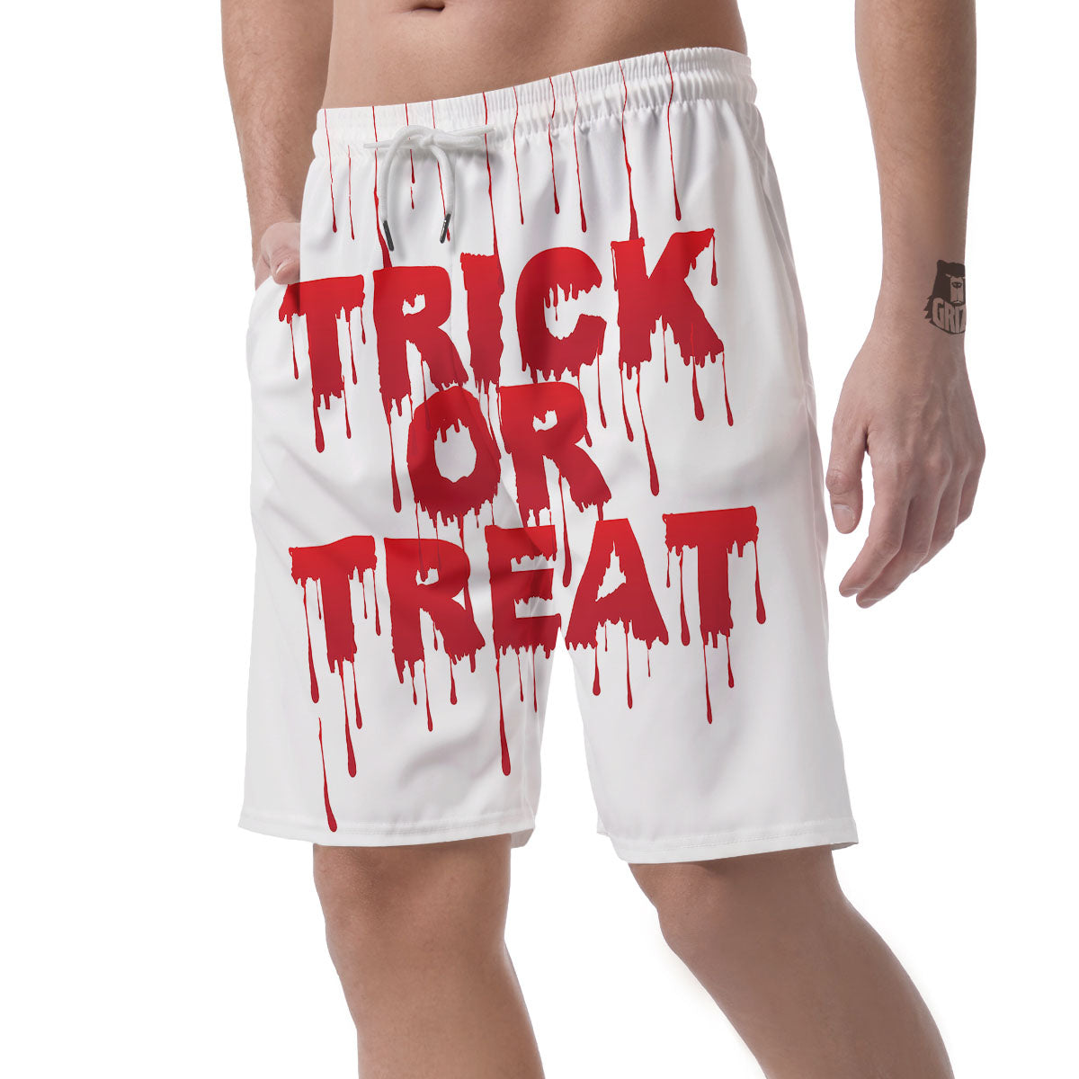 Trick Or Treat Red Blood Halloween Print Men's Shorts-grizzshop