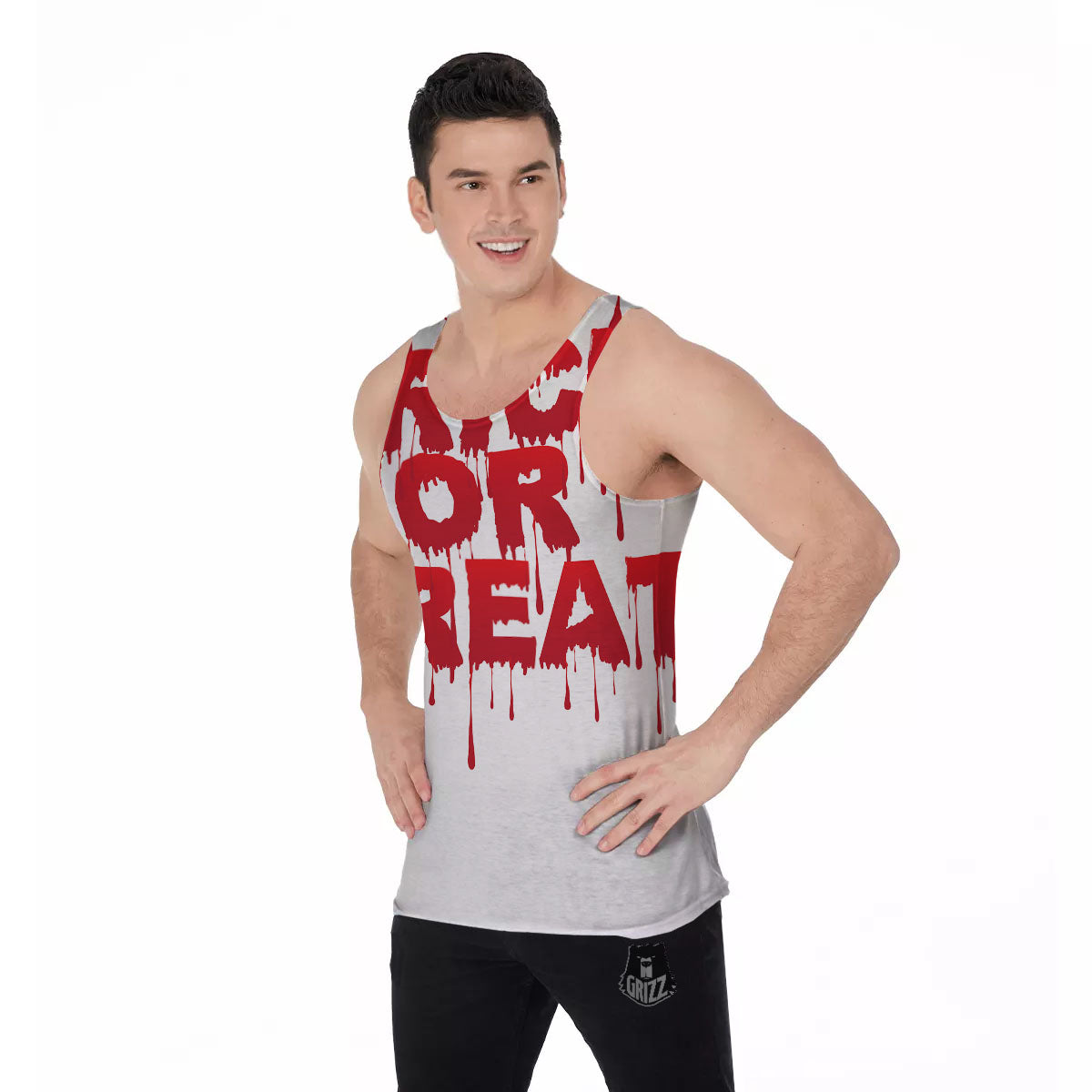 Trick Or Treat Red Blood Halloween Print Men's Tank Top-grizzshop