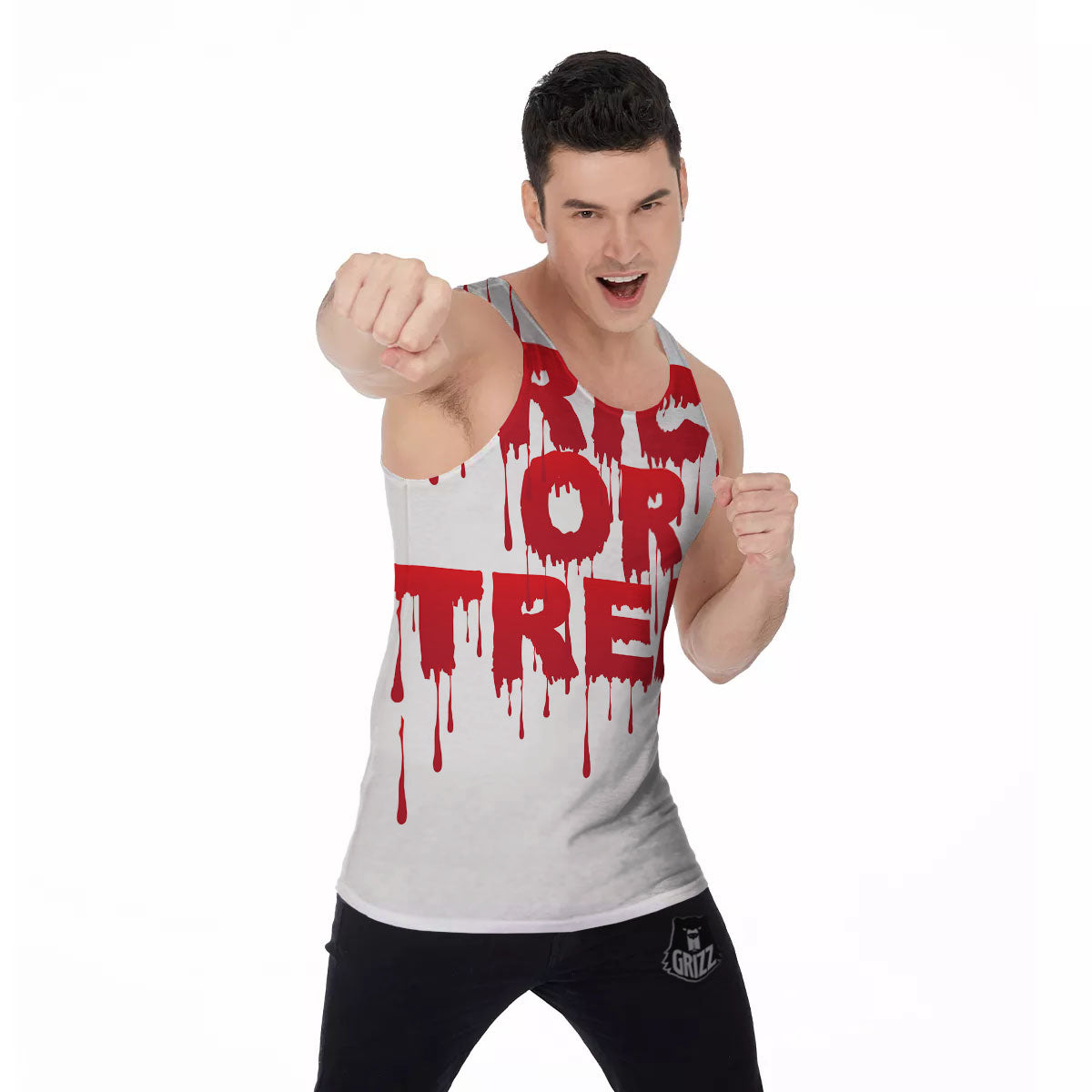 Trick Or Treat Red Blood Halloween Print Men's Tank Top-grizzshop