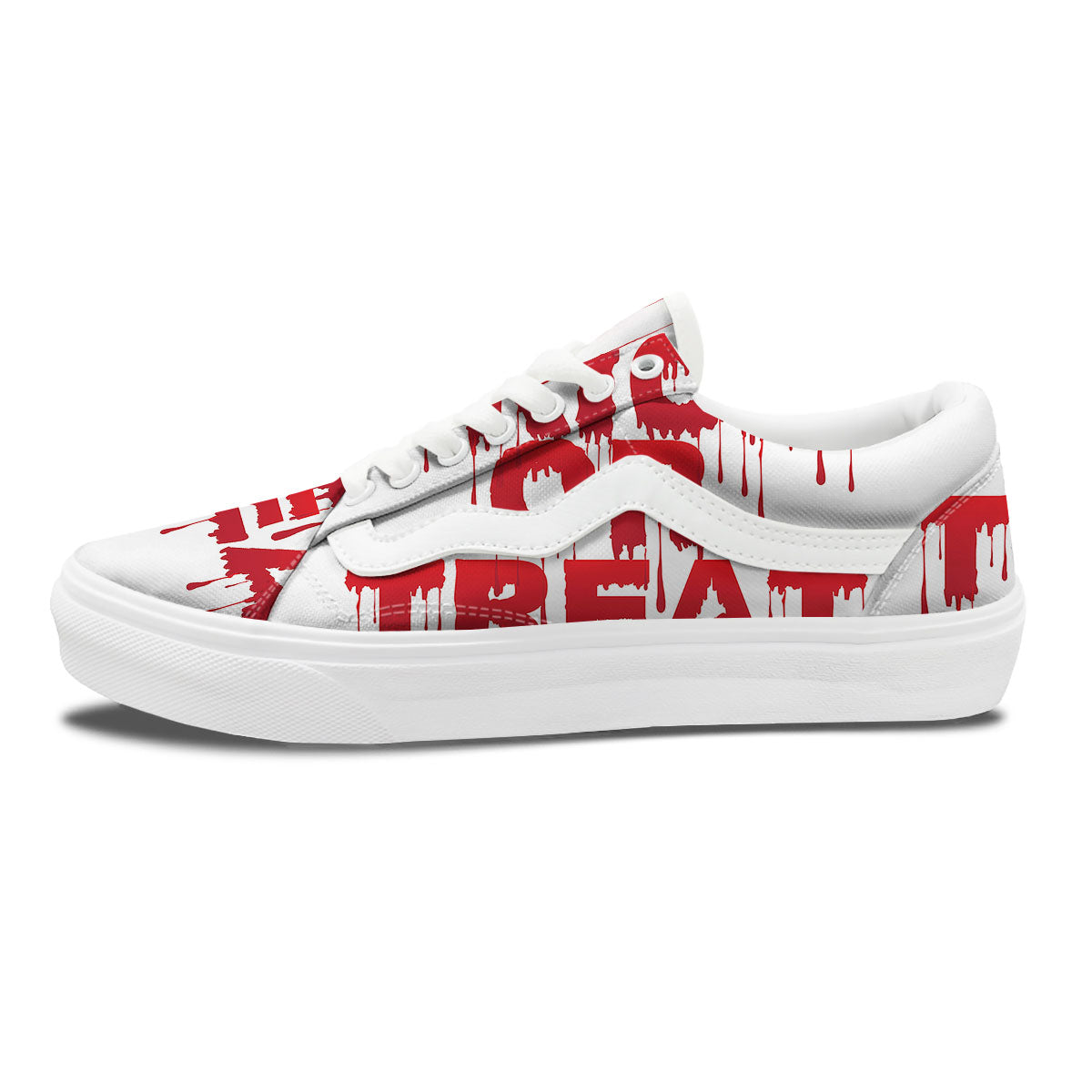 Trick Or Treat Red Blood Halloween Print Skate Shoes-grizzshop